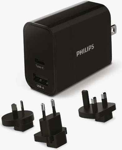 מטען אוניברסלי PHILIPS 30W עם ראשים מתחלפים וחיבור USB-C